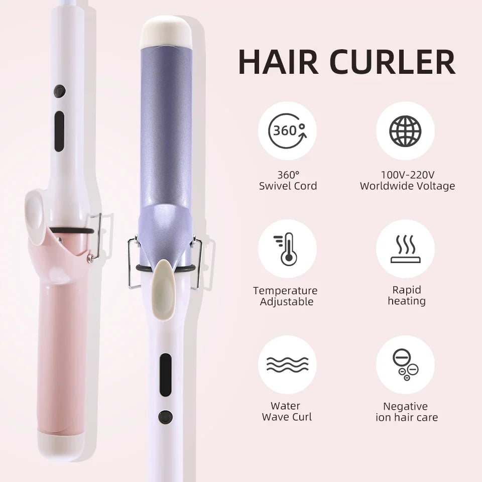 40mm Hair Curler Water Wave Curl Machine Ceramic Fast Heating Curling Iron LCD Display Rotating Roller Auto Rotary Styling Tool