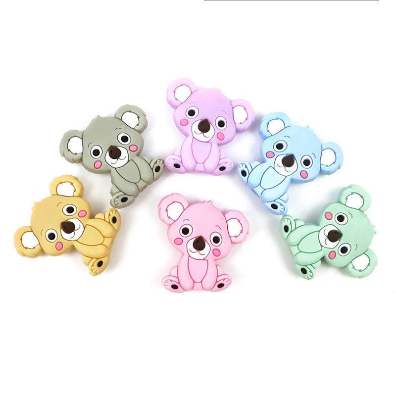 Koala Silicone Teether Baby Teething Toy BPA FREE Soft Chewable Animal Teether Making Necklace Pacifier Clip Chain