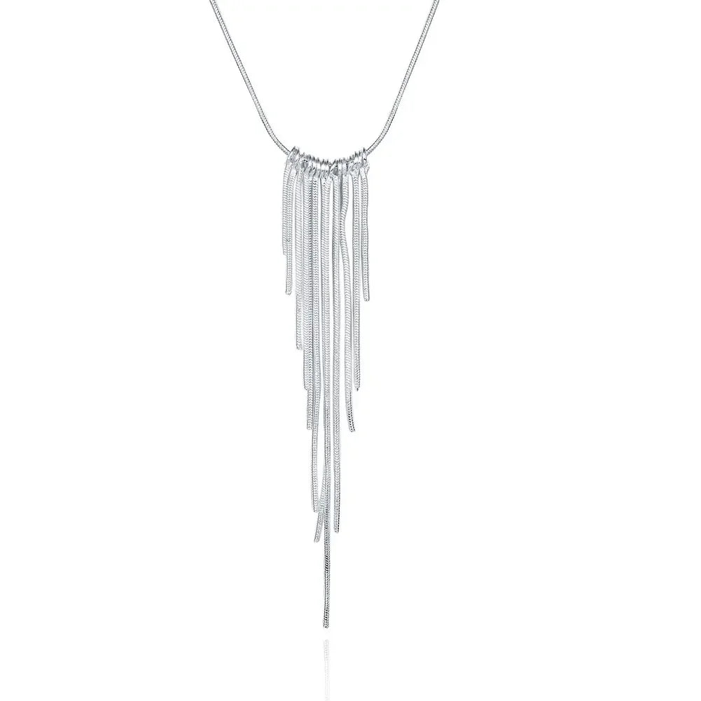 Hot sale classic 925 Sterling Silver Necklace Jewelry 18 inches Wild tassel snake chain wicker necklace fashion Christmas gift