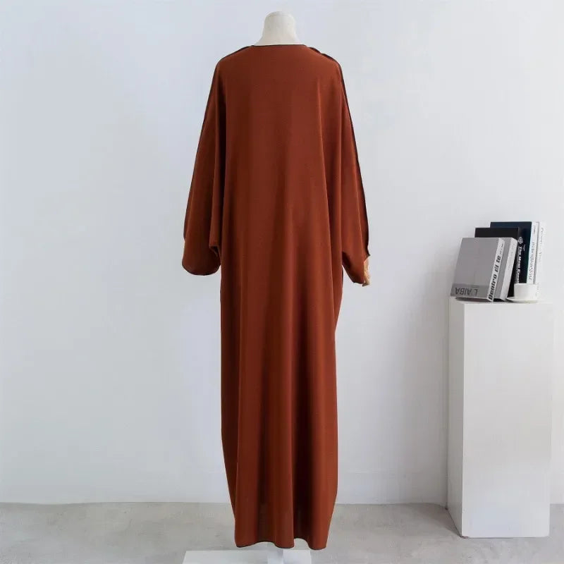 Muslim Out Open Front Abaya Cardigan Smocking Sleeve One-piece Prayer Women Jilbab Islamic Clothing Dubai Saudi Robe Turkish