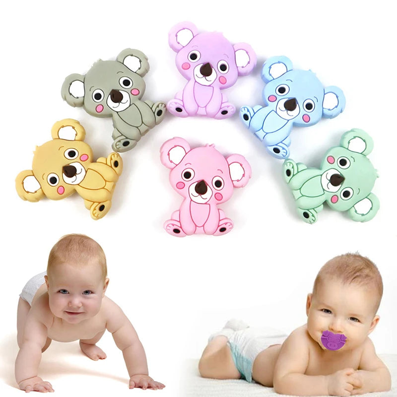 Koala Silicone Teether Baby Teething Toy BPA FREE Soft Chewable Animal Teether Making Necklace Pacifier Clip Chain