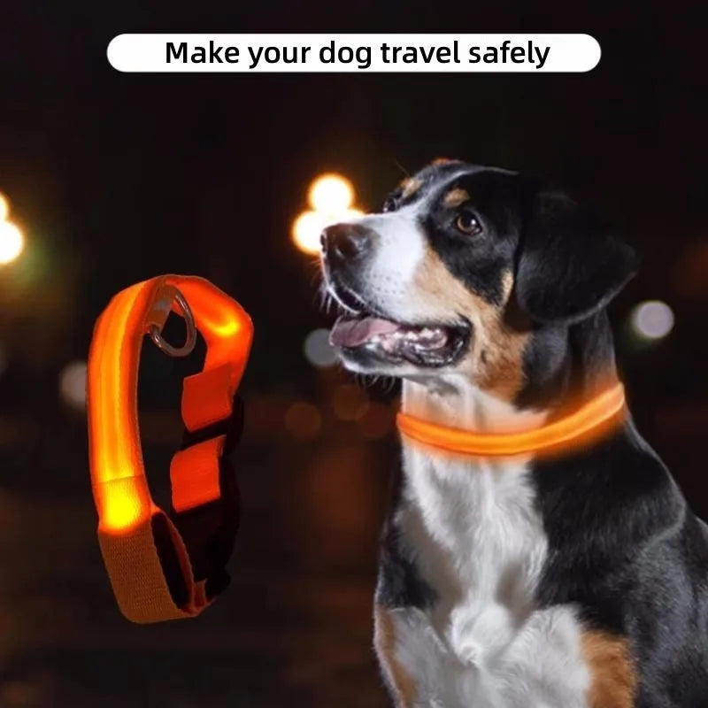 Pet luminous collar, mascot for dogs and cats, used for safe outdoor travel of dogs at night, LED light USB charging for outdoor