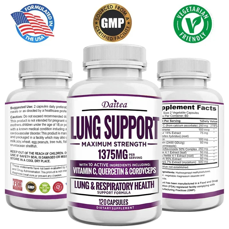 Lung and Breathing Support Supplement - Lung Cleansing and Detoxifying Formula for Bronchial and Respiratory Systems