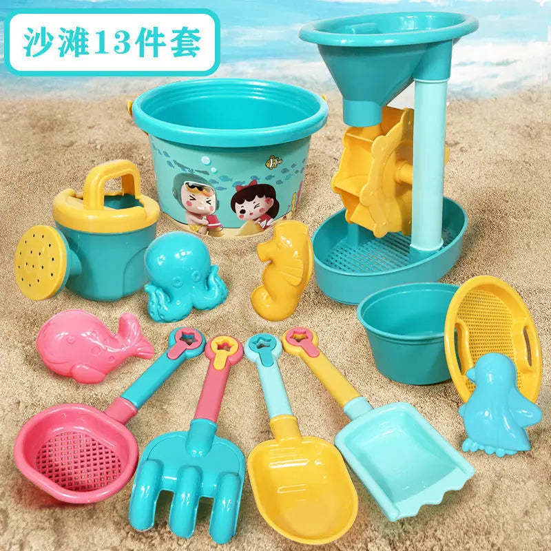 23PCS Summer Beach Set Toys For Kids Digging Sand Plastic Bucket Watering Bottle Shovels Children Beach Water Game Toys Tools