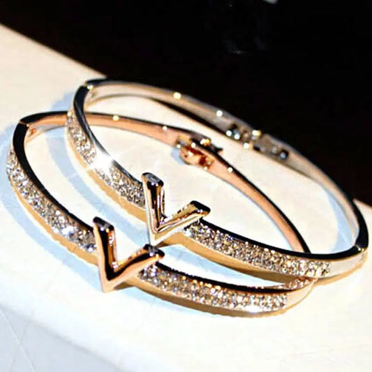 Harong New Trendy Inlaid Crystal Lady Bracelets Fashion Luxury Temperament Woman' Jewelry Party Bangle Accessories Gift