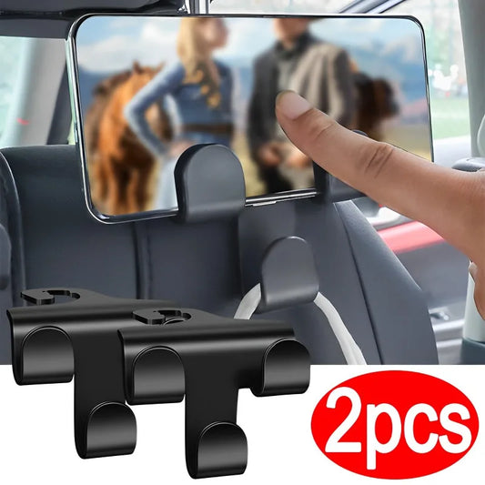 1/2pcs Multifunctional Car Rear Seat Hook Phone Holder Interior Storage Holder Hanger Car Seat Organizer Hooks Accessories