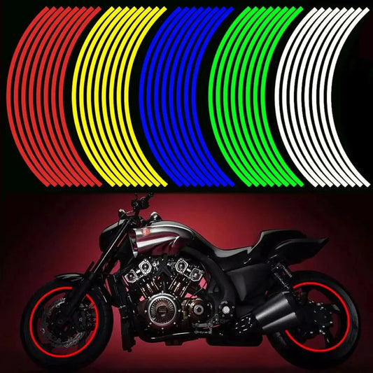 1 Set 7 Colors Car Styling Strips Reflective Motocross Bike Motorcycle Wheel Stickers and Decals 17/18 Inch Reflective Rim Tape