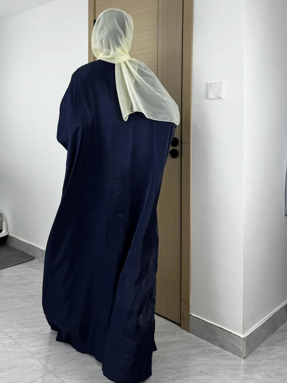 Muslim Out Abaya Open Front kaftan Smocking Sleeve One-piece Prayer Women Jilbabs Cardigan Coat Islamic Clothing Robe Turkish