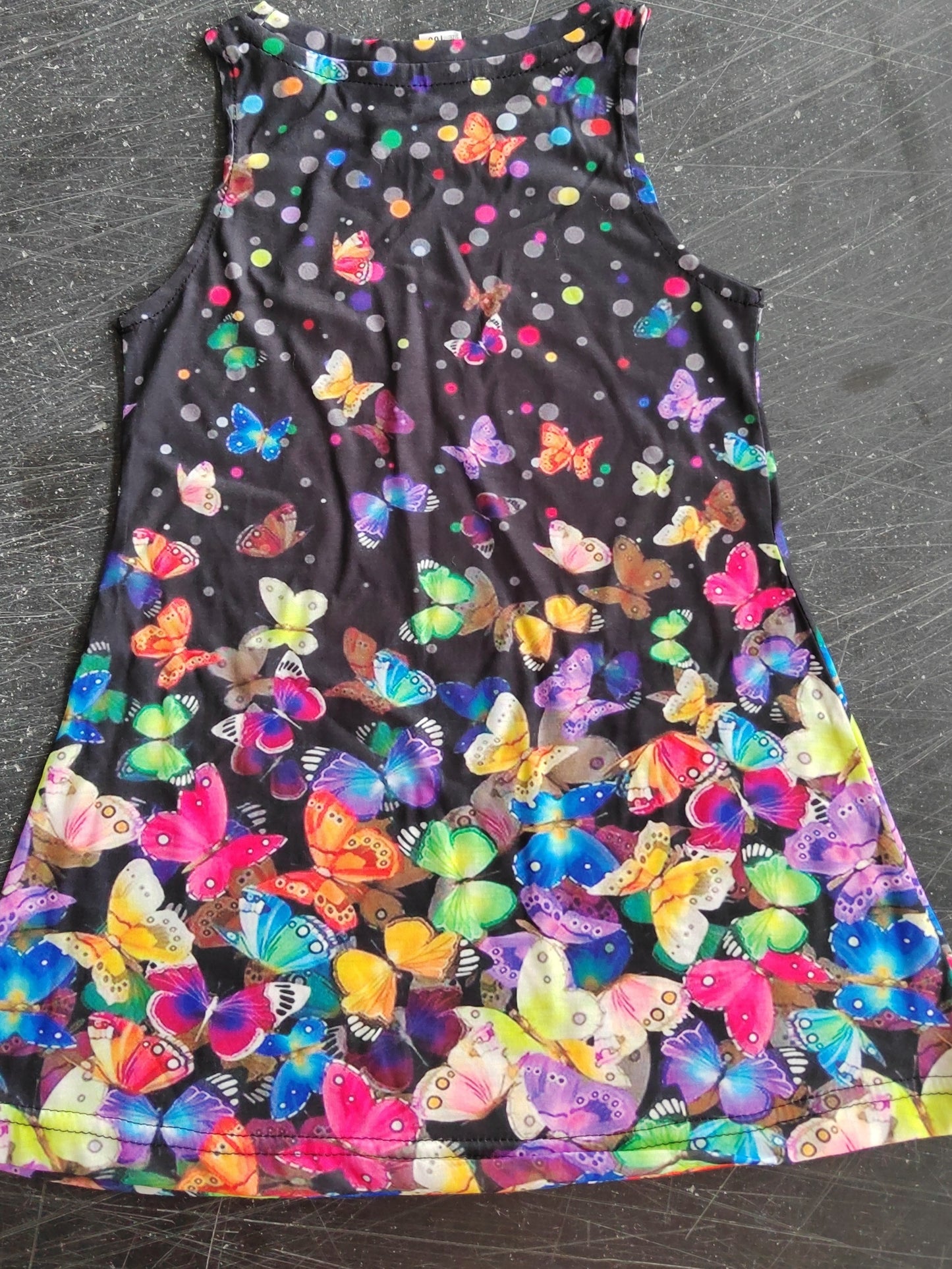 Girls Magical Butterfly Print Sleeveless Dress - Flowy Summer Wardrobe Staple for Casual & Elegant Adventures